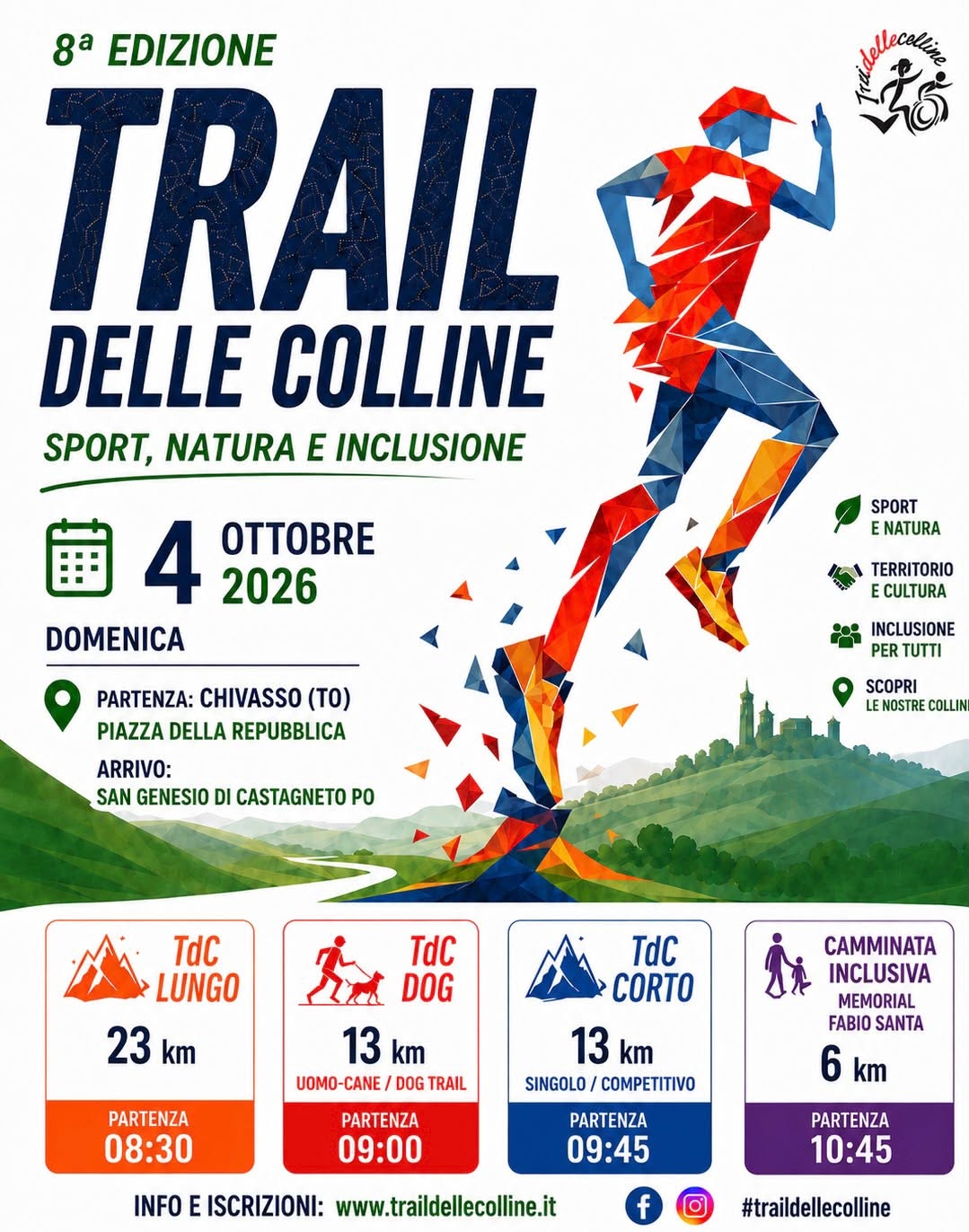 Locandina ufficiale Trail delle Colline 2026 con le quattro formule